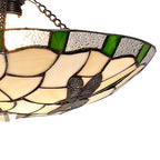 NLK01409 Oonagh 1 Light Pendant With 35cm Tiffany Shade Green/Chrome/Clear Crystal/Black