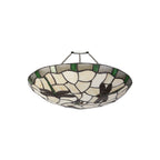 NLK01409 Oonagh 1 Light Pendant With 35cm Tiffany Shade Green/Chrome/Clear Crystal/Black