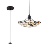 NLK01419 Oonagh 1 Light Pendant With 35cm Tiffany Shade Amber/Chrome/Clear Crystal/Black