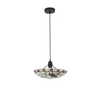 NLK01419 Oonagh 1 Light Pendant With 35cm Tiffany Shade Amber/Chrome/Clear Crystal/Black