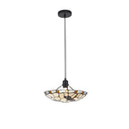 NLK01419 Oonagh 1 Light Pendant With 35cm Tiffany Shade Amber/Chrome/Clear Crystal/Black