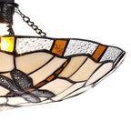 NLK01419 Oonagh 1 Light Pendant With 35cm Tiffany Shade Amber/Chrome/Clear Crystal/Black