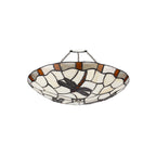 NLK01419 Oonagh 1 Light Pendant With 35cm Tiffany Shade Amber/Chrome/Clear Crystal/Black