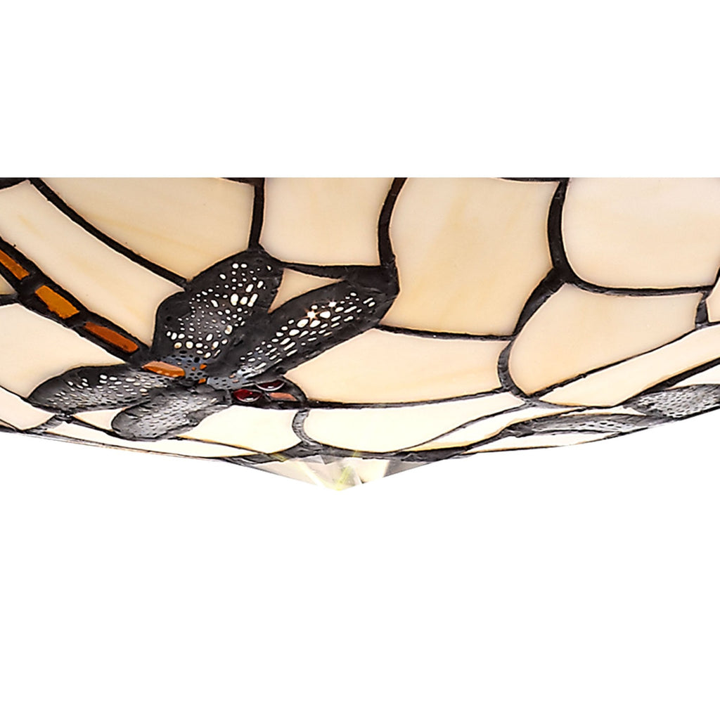 NLK01419 Oonagh 1 Light Pendant With 35cm Tiffany Shade Amber/Chrome/Clear Crystal/Black
