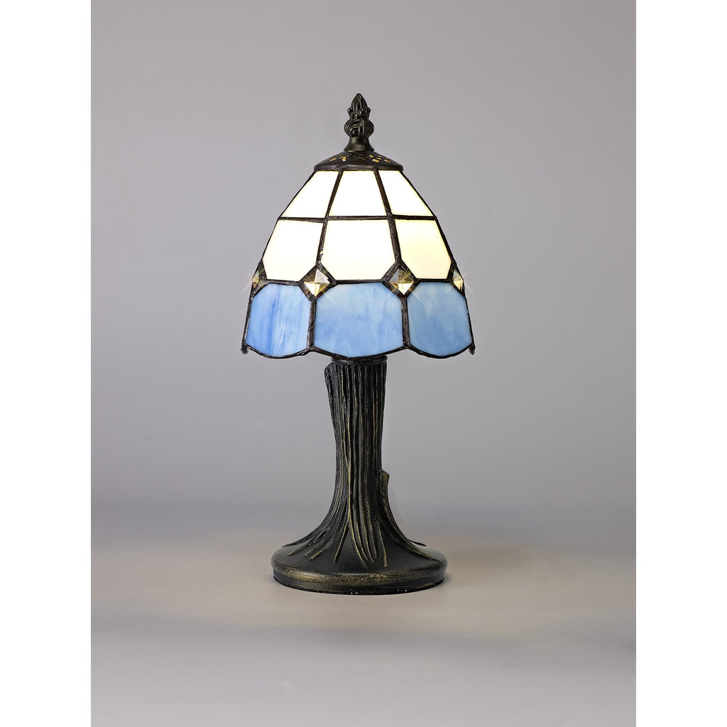 NL72169 Ole Tiffany Table Lamp 1 Light White/Blue/Clear Crystal Shade