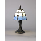 NL72169 Ole Tiffany Table Lamp 1 Light White/Blue/Clear Crystal Shade