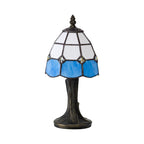 NL72169 Ole Tiffany Table Lamp 1 Light White/Blue/Clear Crystal Shade