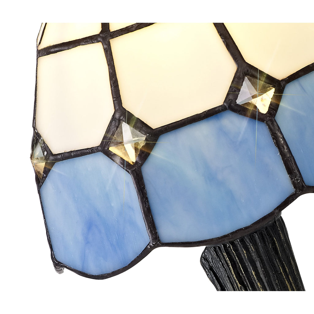 NL72169 Ole Tiffany Table Lamp 1 Light White/Blue/Clear Crystal Shade