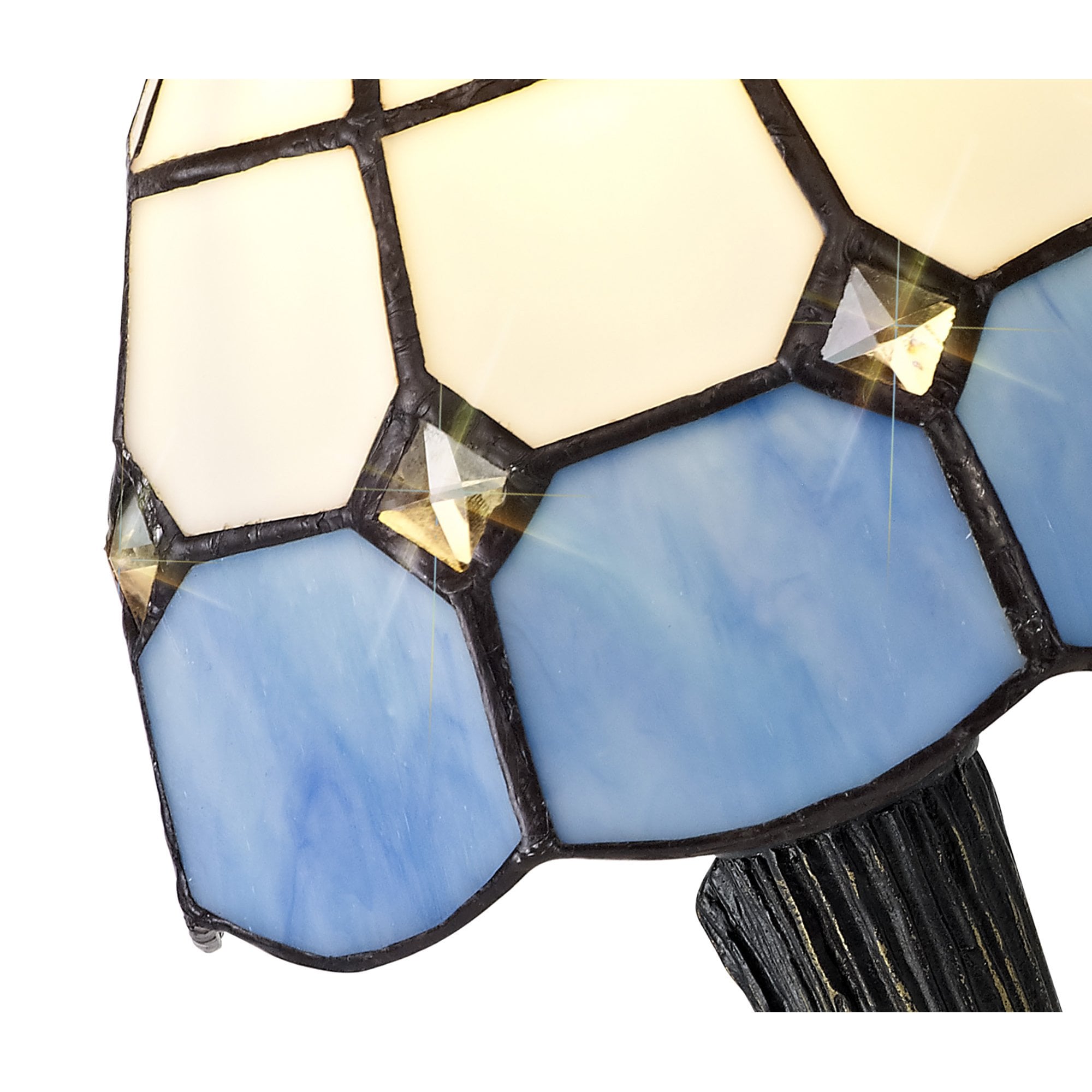 NL72169 Ole Tiffany Table Lamp 1 Light White/Blue/Clear Crystal Shade