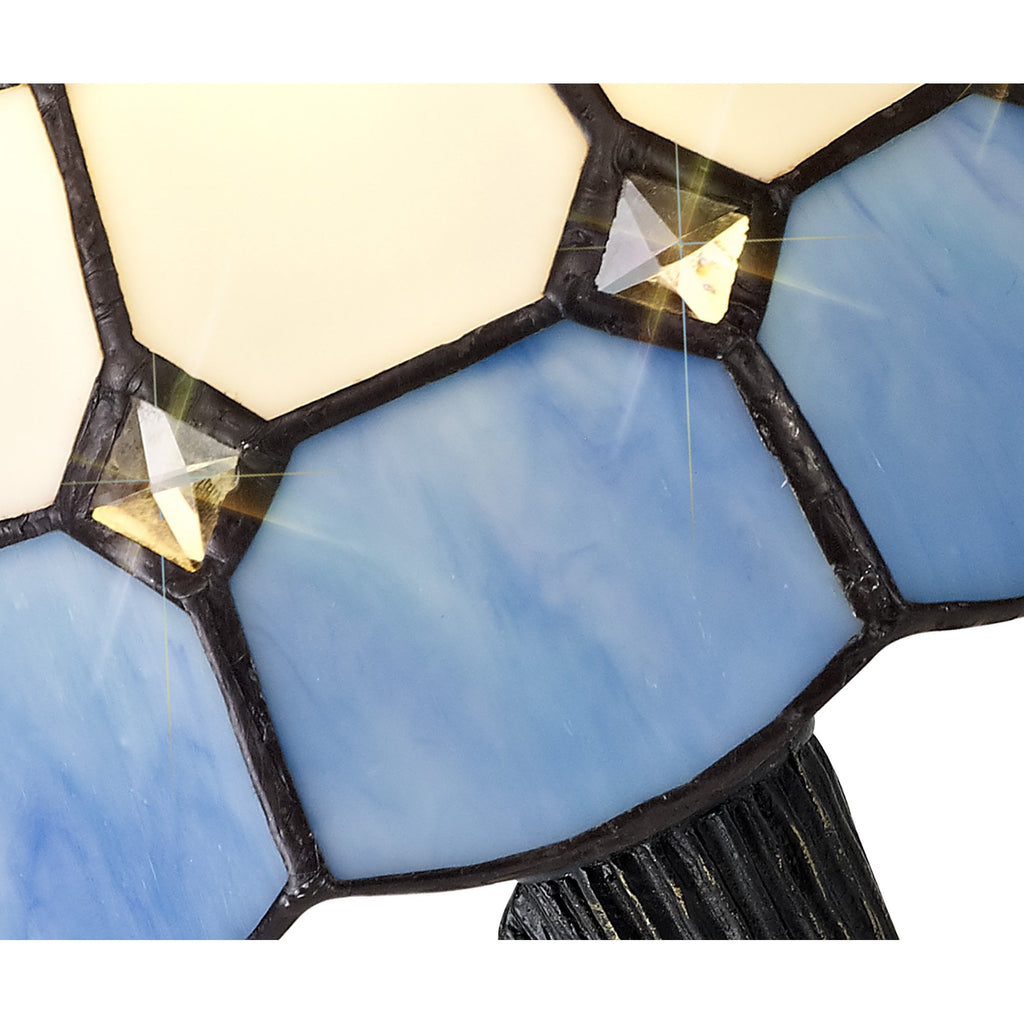 NL72169 Ole Tiffany Table Lamp 1 Light White/Blue/Clear Crystal Shade