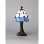 NL72169 Ole Tiffany Table Lamp 1 Light White/Blue/Clear Crystal Shade