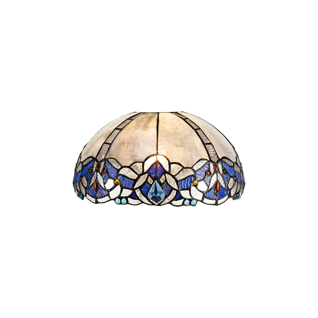 NL72749 Ossie Tiffany 30cm Non-electric Shade Suitable For Pendant/Ceiling/Table Lamp Blue/Clear Crystal