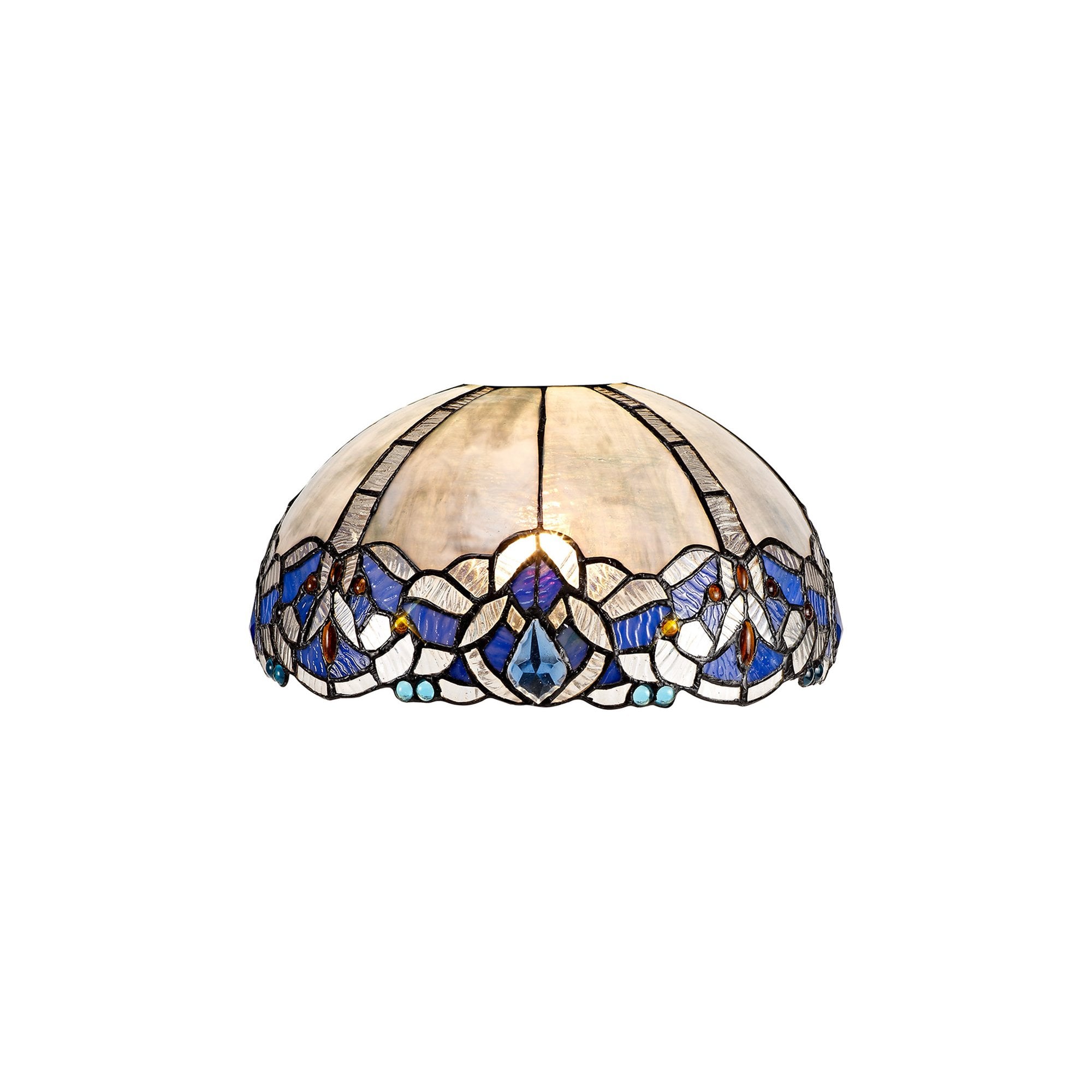 NL72749 Ossie Tiffany 30cm Non-electric Shade Suitable For Pendant/Ceiling/Table Lamp Blue/Clear Crystal