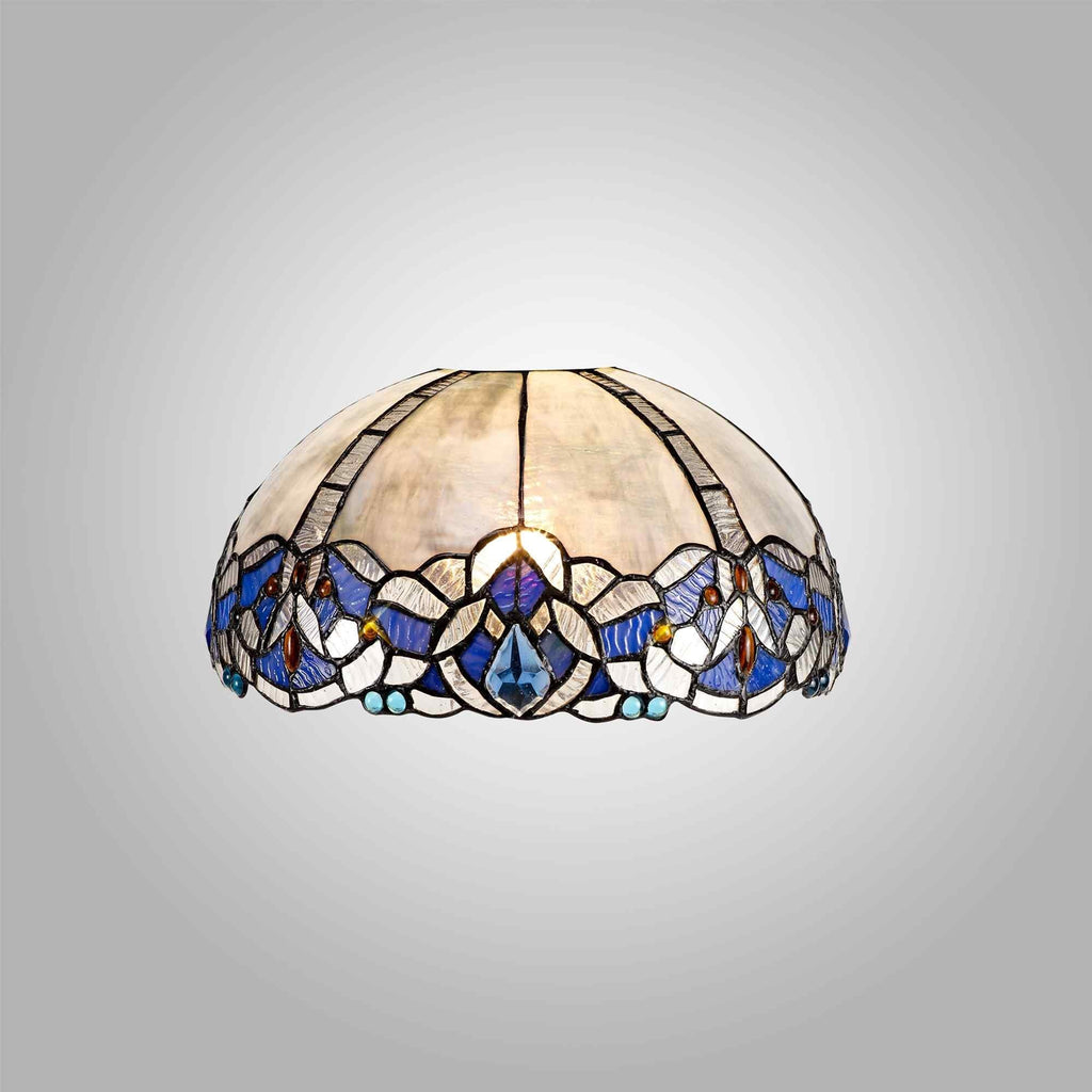 NL72749 Ossie Tiffany 30cm Non-electric Shade Suitable For Pendant/Ceiling/Table Lamp Blue/Clear Crystal