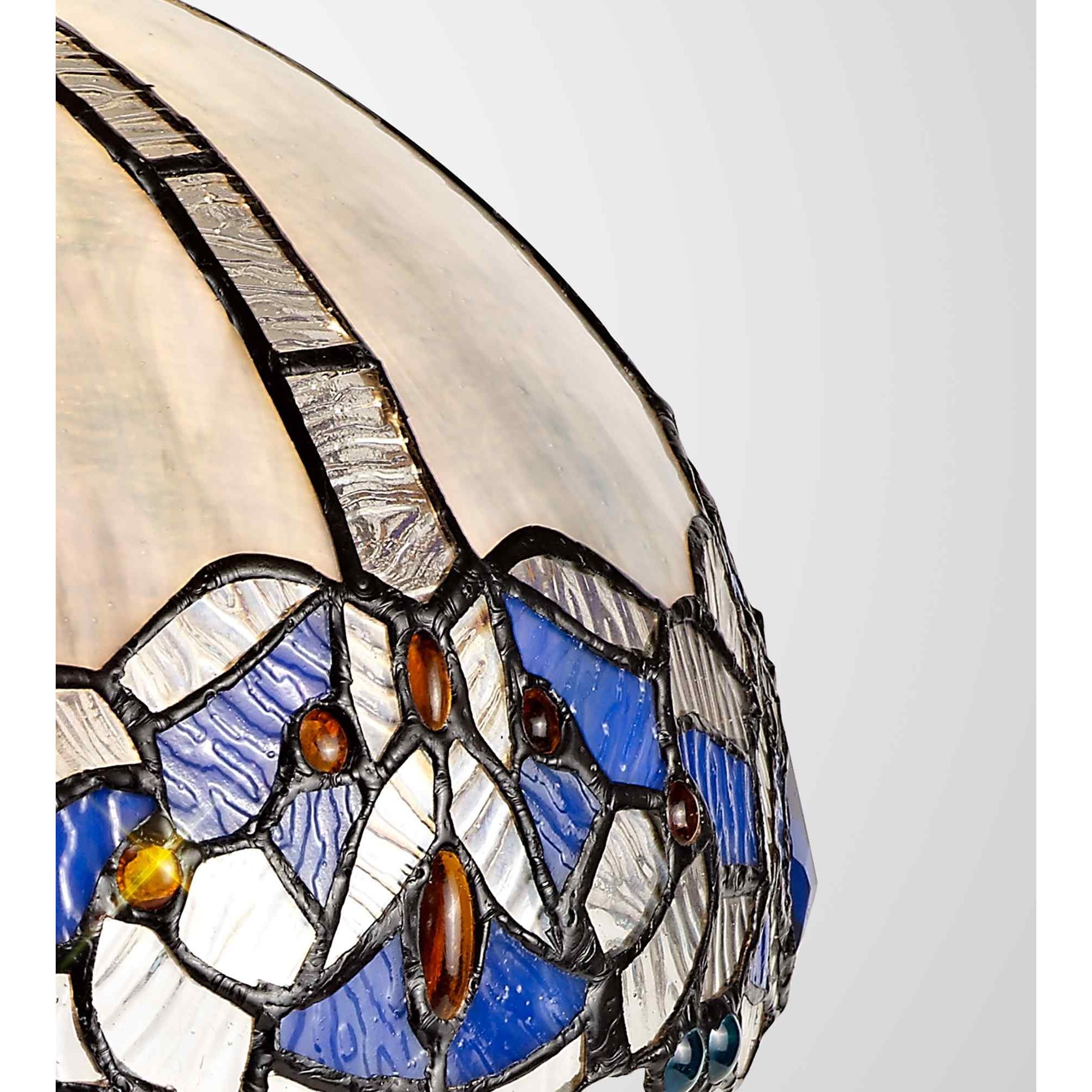NL72749 Ossie Tiffany 30cm Non-electric Shade Suitable For Pendant/Ceiling/Table Lamp Blue/Clear Crystal