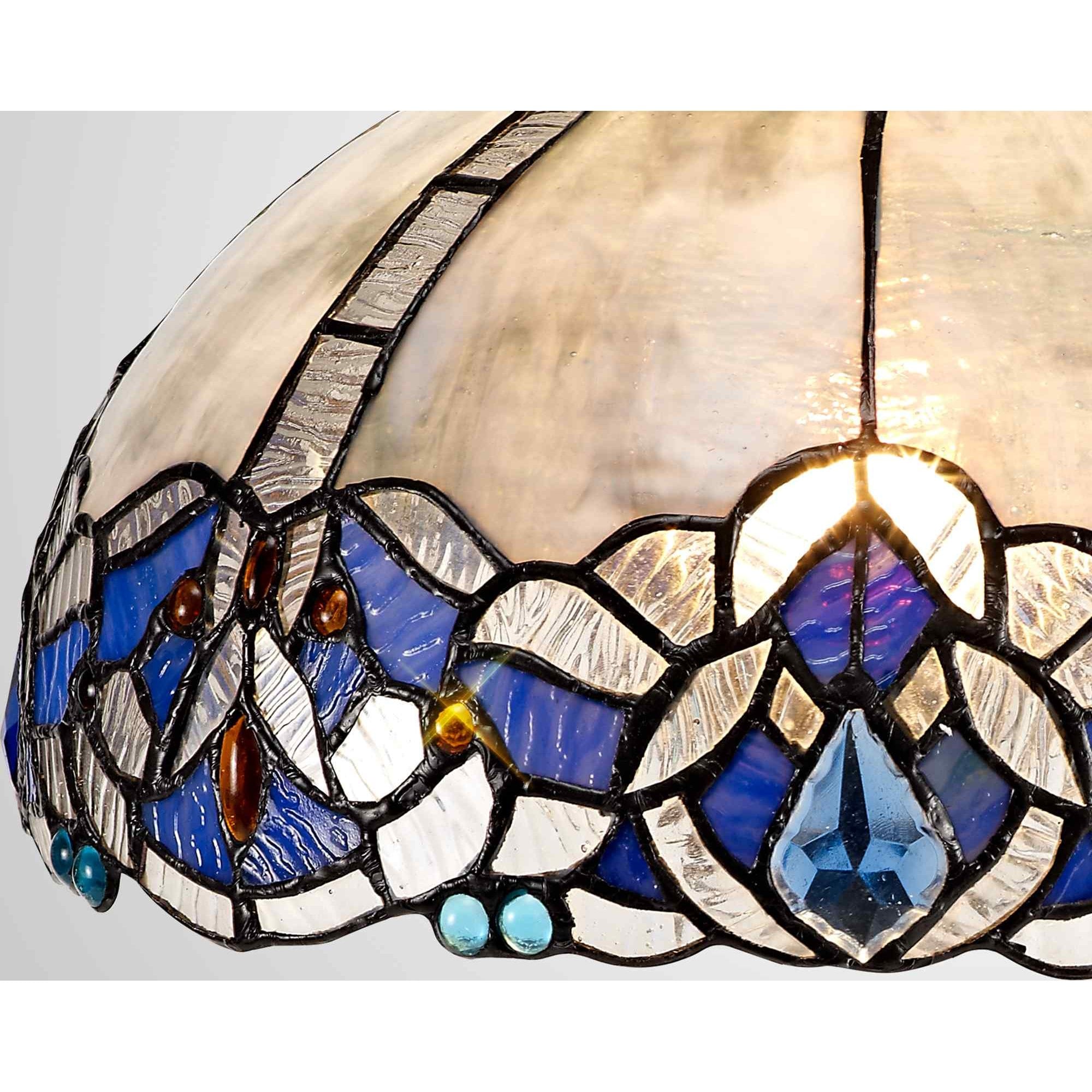 NL72749 Ossie Tiffany 30cm Non-electric Shade Suitable For Pendant/Ceiling/Table Lamp Blue/Clear Crystal