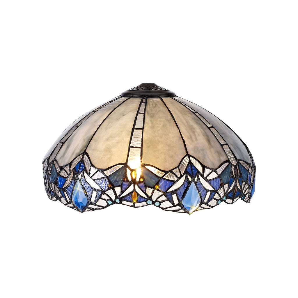 NL72759 Ossie Tiffany 40cm Shade Only Suitable For Pendant/Ceiling/Table Lamp Blue/Clear Crystal