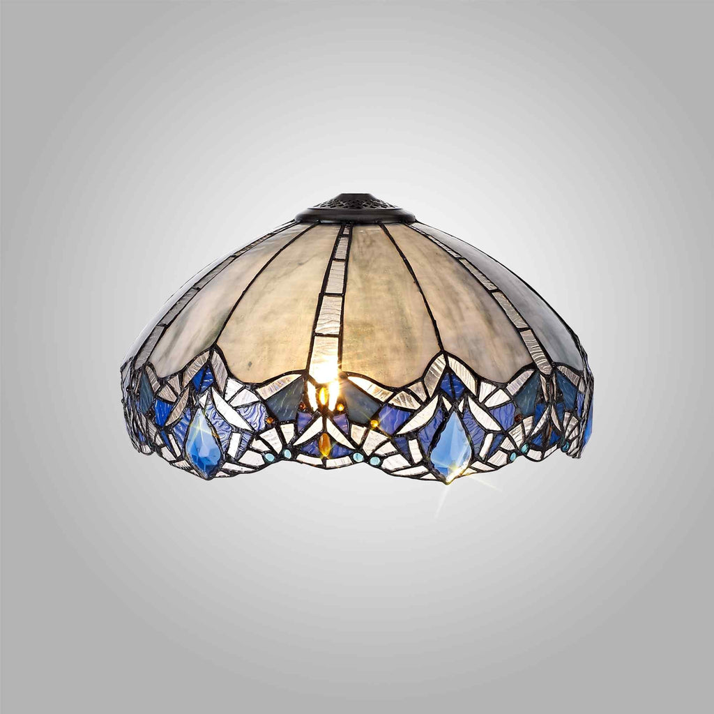 NL72759 Ossie Tiffany 40cm Shade Only Suitable For Pendant/Ceiling/Table Lamp Blue/Clear Crystal