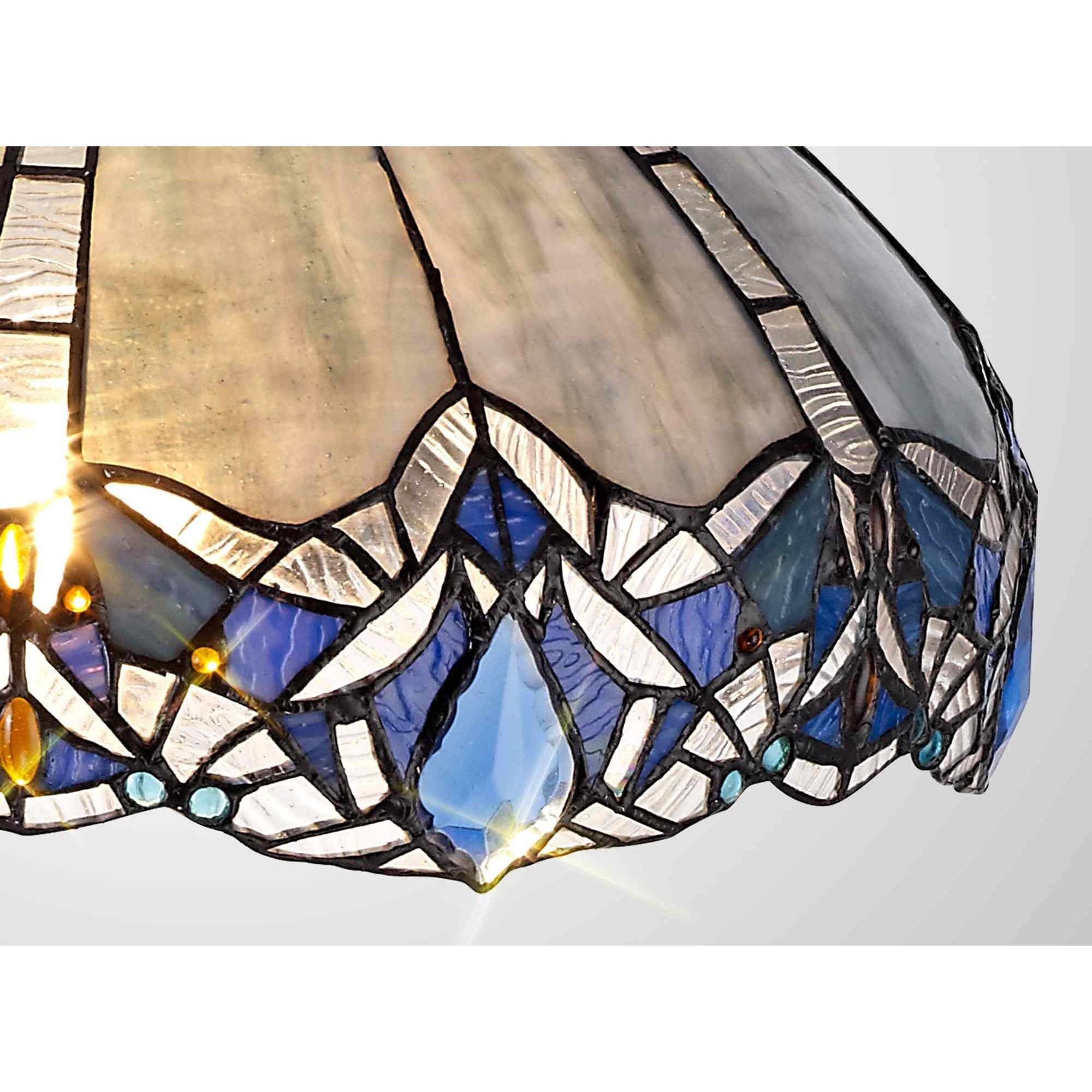 NL72759 Ossie Tiffany 40cm Shade Only Suitable For Pendant/Ceiling/Table Lamp Blue/Clear Crystal