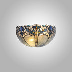 NL72769 Ossie Tiffany 30cm Wall Lamp 2 Light Blue/Clear Crystal