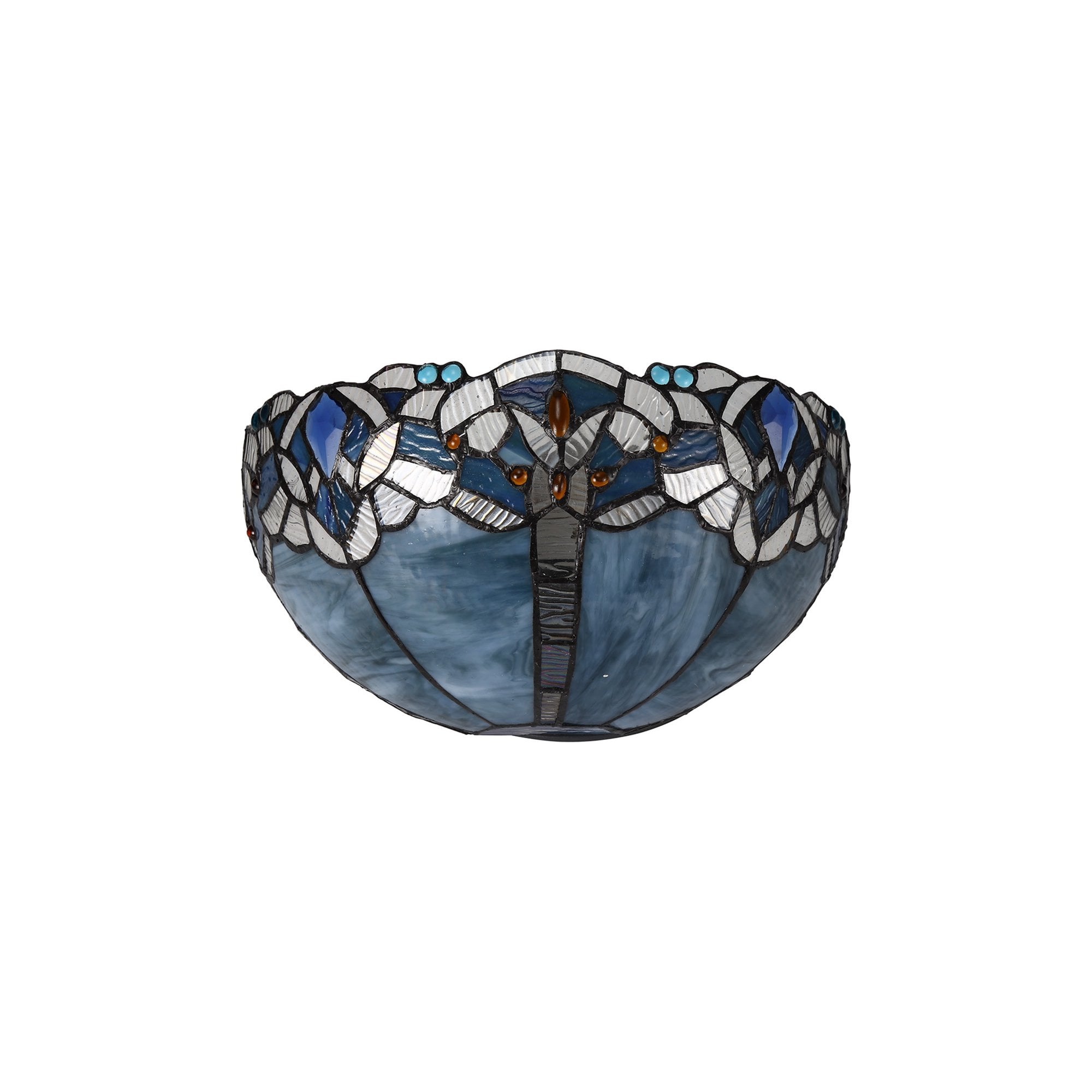NL72769 Ossie Tiffany 30cm Wall Lamp 2 Light Blue/Clear Crystal