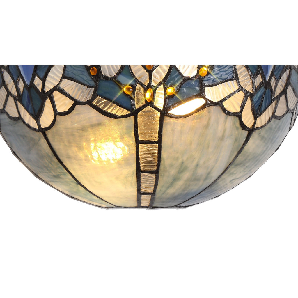 NL72769 Ossie Tiffany 30cm Wall Lamp 2 Light Blue/Clear Crystal