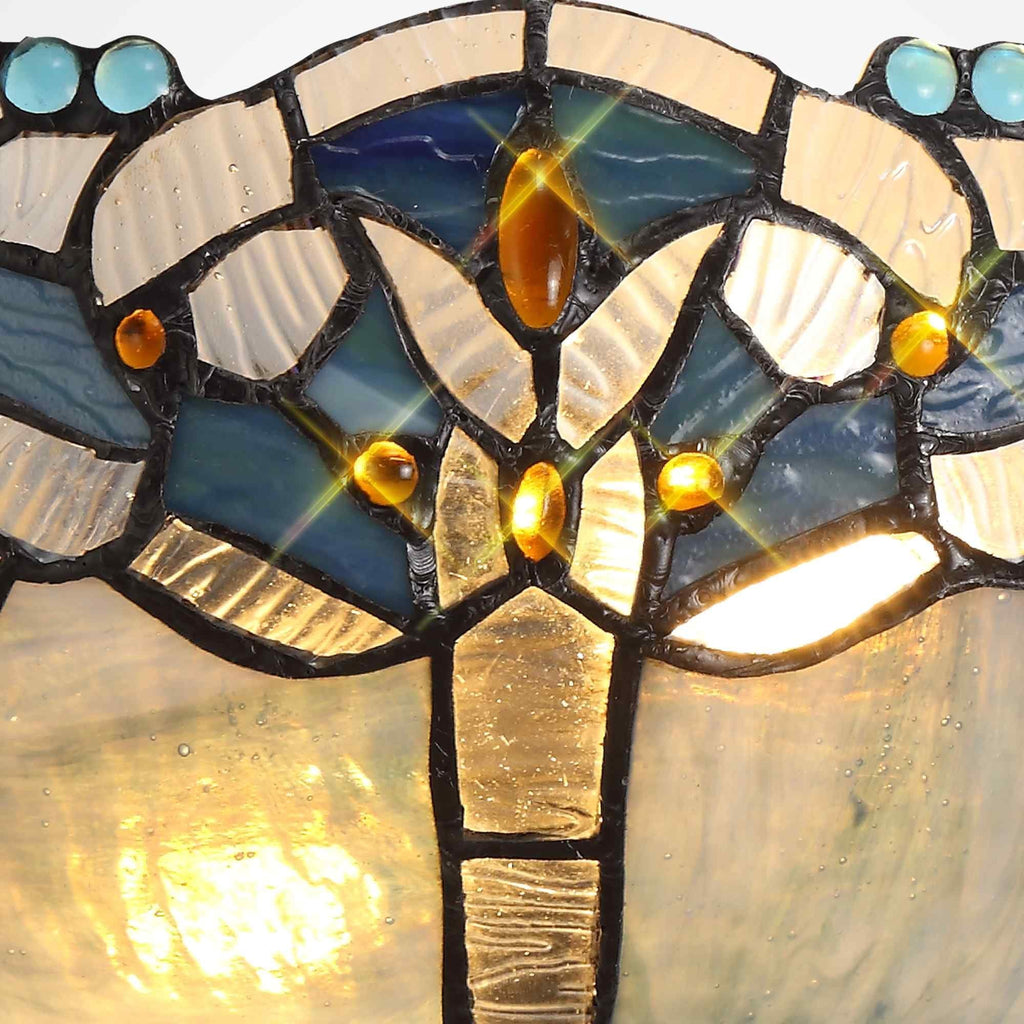 NL72769 Ossie Tiffany 30cm Wall Lamp 2 Light Blue/Clear Crystal