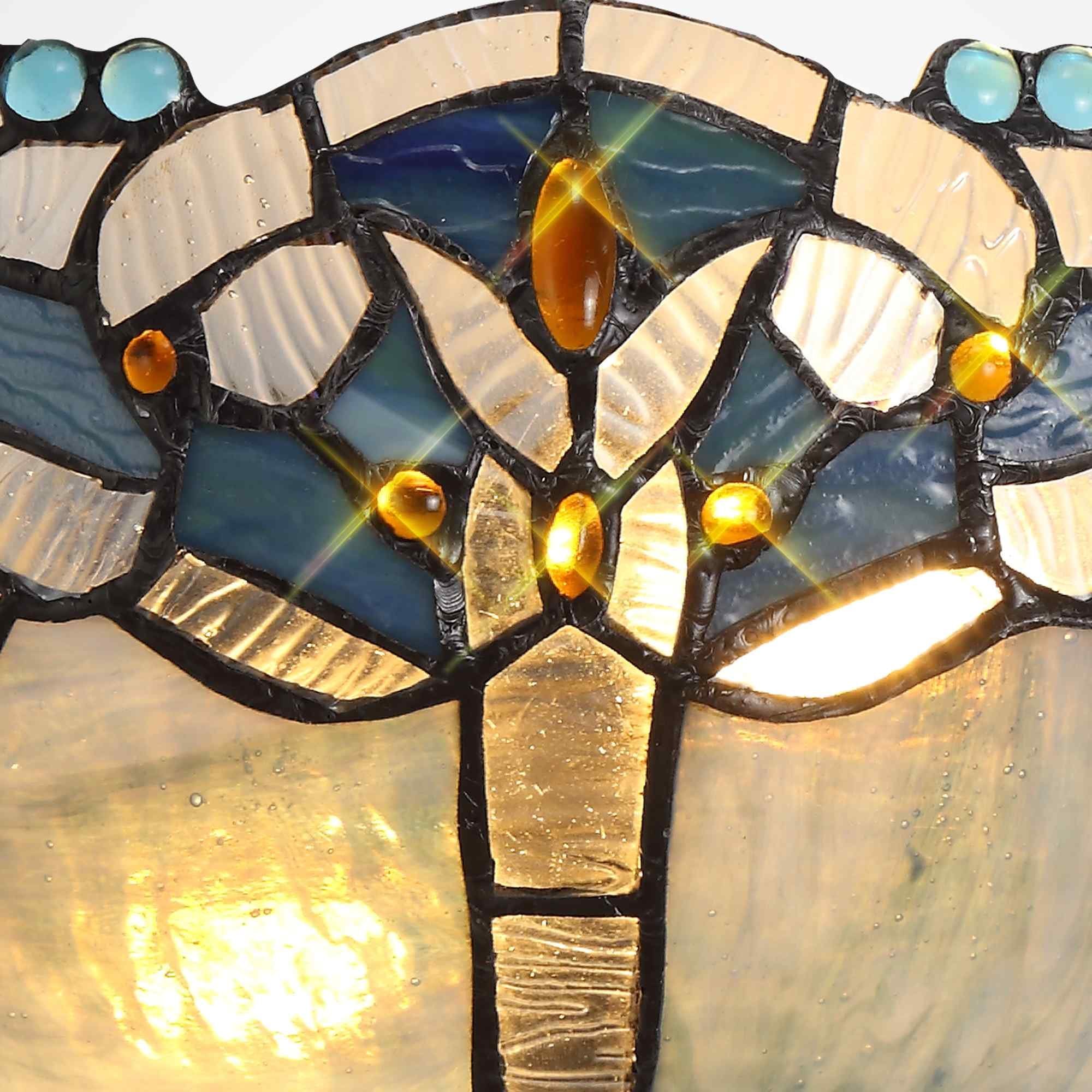 NL72769 Ossie Tiffany 30cm Wall Lamp 2 Light Blue/Clear Crystal