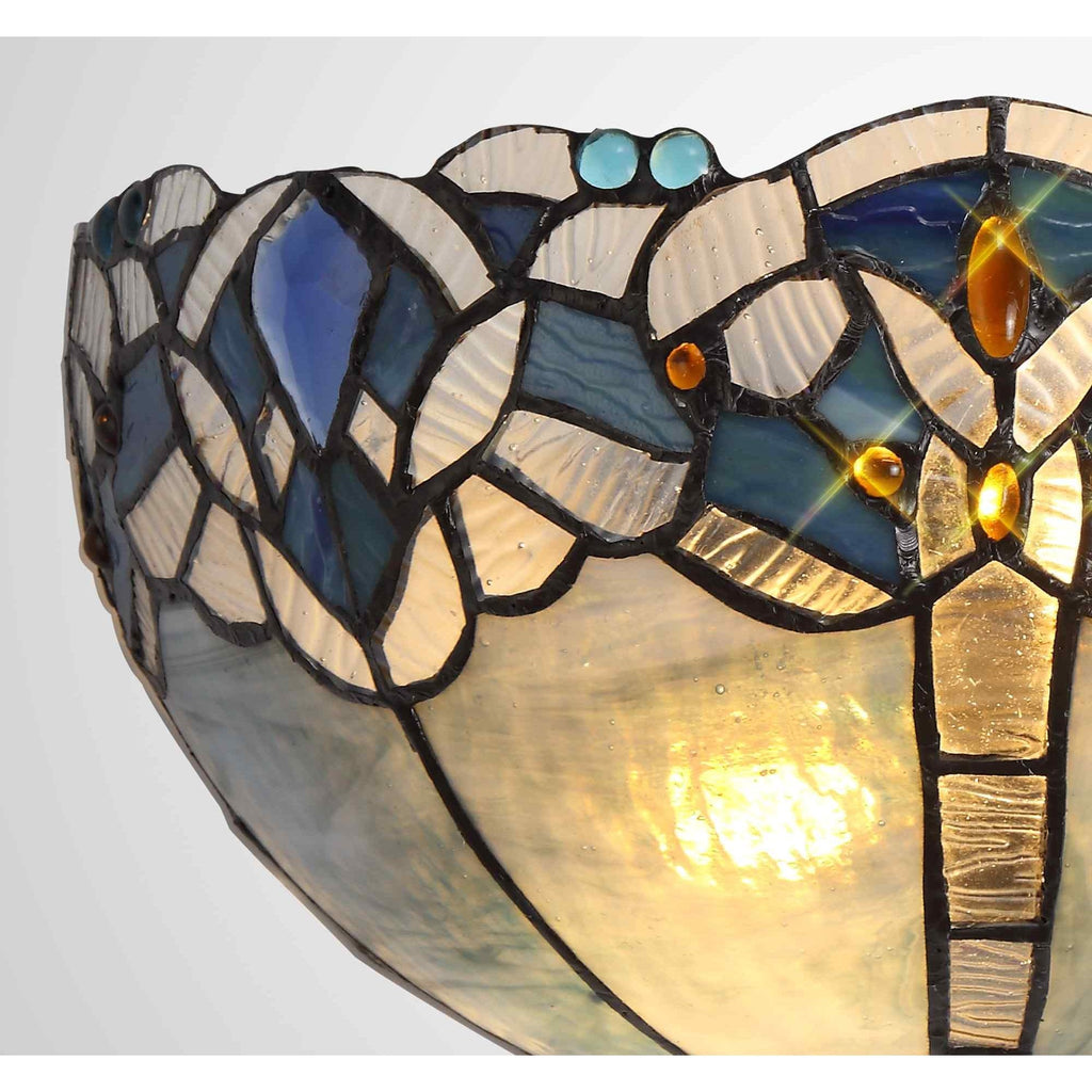 NL72769 Ossie Tiffany 30cm Wall Lamp 2 Light Blue/Clear Crystal