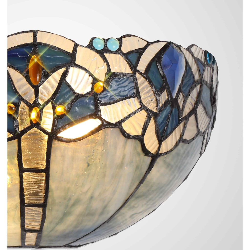 NL72769 Ossie Tiffany 30cm Wall Lamp 2 Light Blue/Clear Crystal
