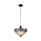 NLK01429 Ossie 1 Light Up Lighter Pendant With 30cm Tiffany Shade Blue/Clear Crystal/Black