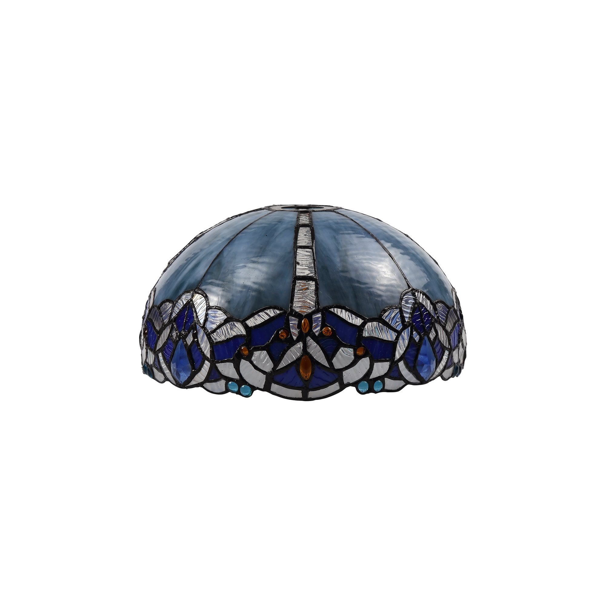 NLK01429 Ossie 1 Light Up Lighter Pendant With 30cm Tiffany Shade Blue/Clear Crystal/Black