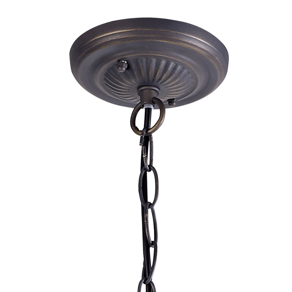 NLK01469 Ossie 1 Light Down Light Pendant With 30cm Tiffany Shade Blue/Clear Crystal/Aged Antique Brass