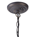 NLK01479 Ossie 2 Light Down Light Pendant With 30cm Tiffany Shade Blue/Clear Crystal/Aged Antique Brass