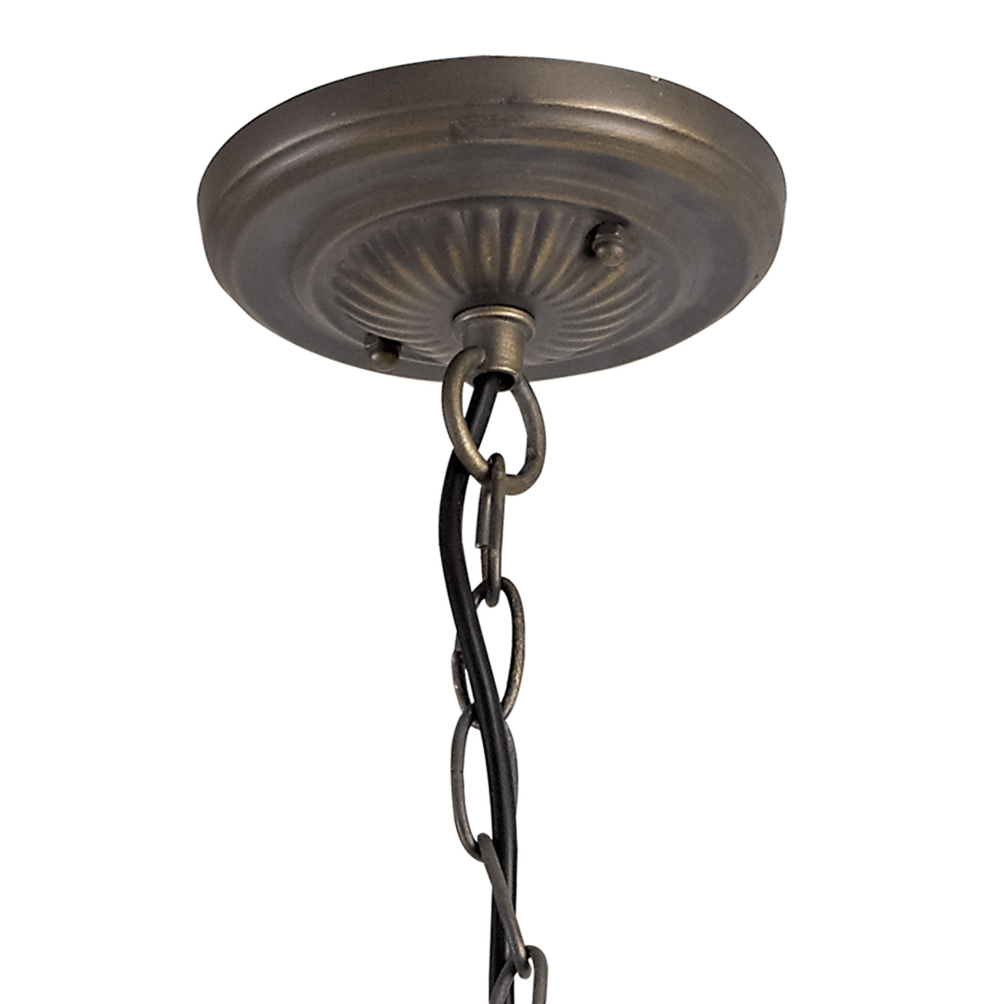 NLK01489 Ossie 3 Light Down Light Pendant With 30cm Tiffany Shade Blue/Clear Crystal/Aged Antique Brass