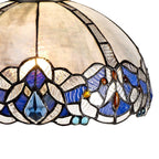 NLK01489 Ossie 3 Light Down Light Pendant With 30cm Tiffany Shade Blue/Clear Crystal/Aged Antique Brass