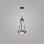 NLK01519 Ossie 2 Light Up Lighter Pendant With 30cm Tiffany Shade Blue/Clear Crystal/Aged Antique Brass