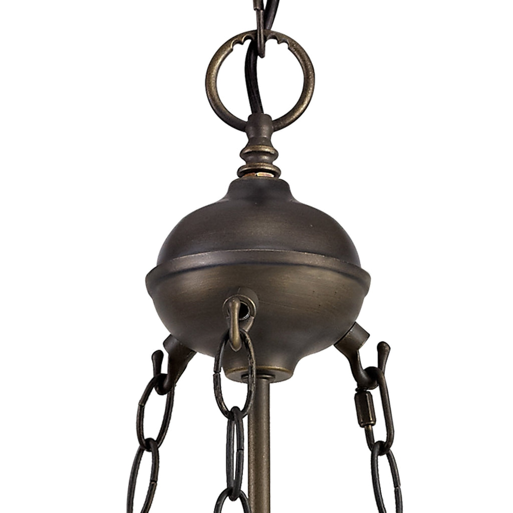 NLK01519 Ossie 2 Light Up Lighter Pendant With 30cm Tiffany Shade Blue/Clear Crystal/Aged Antique Brass