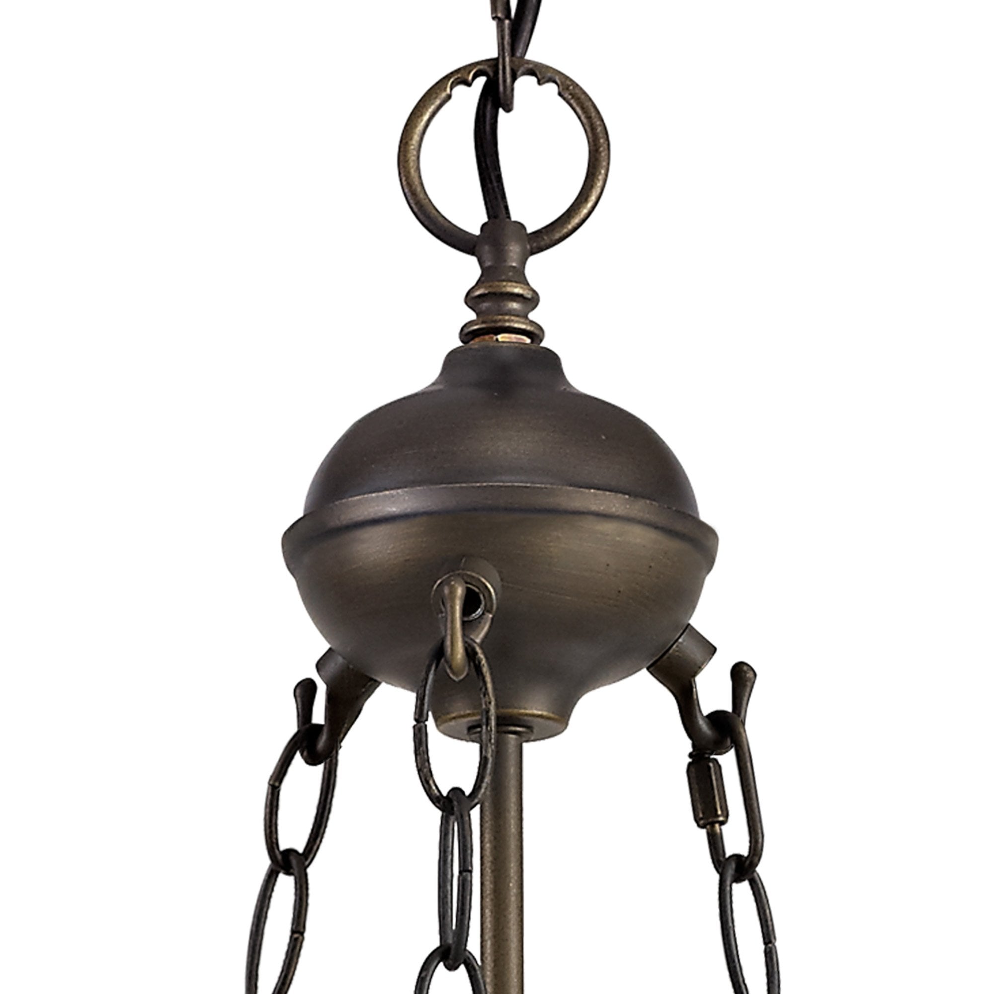 NLK01519 Ossie 2 Light Up Lighter Pendant With 30cm Tiffany Shade Blue/Clear Crystal/Aged Antique Brass