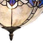 NLK01519 Ossie 2 Light Up Lighter Pendant With 30cm Tiffany Shade Blue/Clear Crystal/Aged Antique Brass