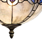 NLK01529 Ossie 3 Light Up Lighter Pendant With 30cm Tiffany Shade Blue/Clear Crystal/Aged Antique Brass