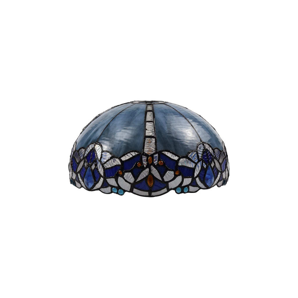 NLK01529 Ossie 3 Light Up Lighter Pendant With 30cm Tiffany Shade Blue/Clear Crystal/Aged Antique Brass