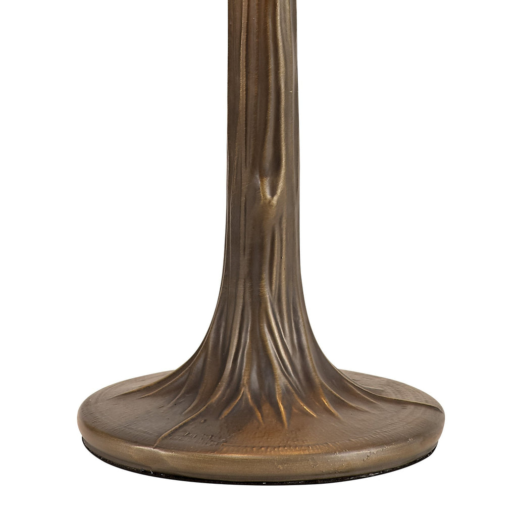 NLK01539 Ossie 2 Light Tree Like Table Lamp With 40cm Tiffany Shade Blue/Clear Crystal/Aged Antique Brass