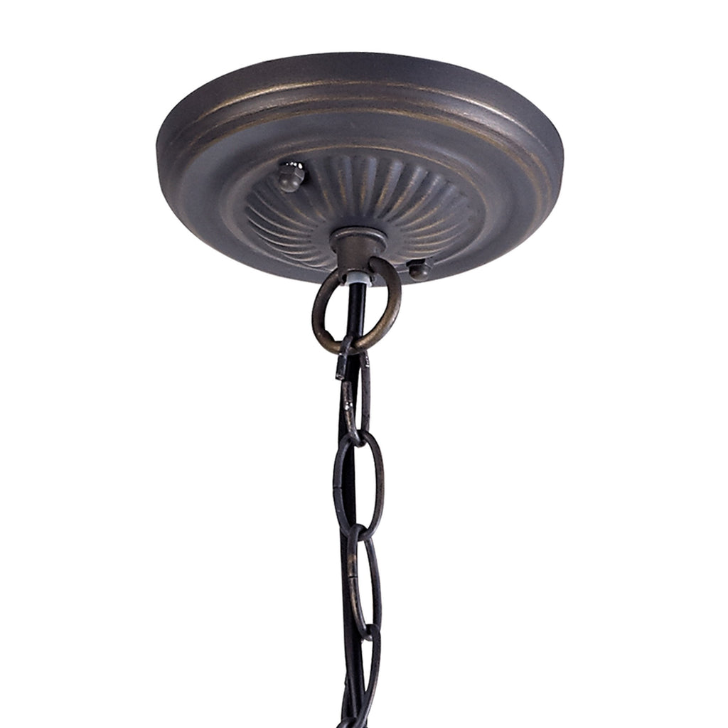 NLK01569 Ossie 1 Light Down Light Pendant With 40cm Tiffany Shade Blue/Clear Crystal/Aged Antique Brass