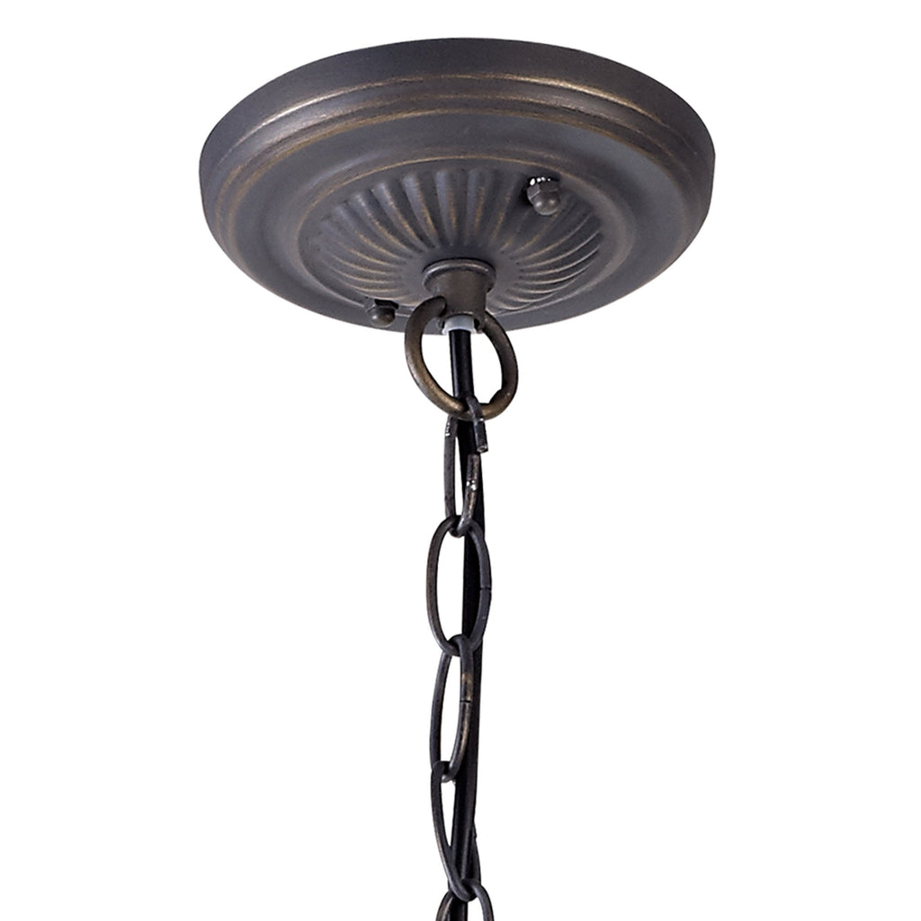 NLK01579 Ossie 2 Light Down Light Pendant With 40cm Tiffany Shade Blue/Clear Crystal/Aged Antique Brass