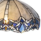 NLK01579 Ossie 2 Light Down Light Pendant With 40cm Tiffany Shade Blue/Clear Crystal/Aged Antique Brass