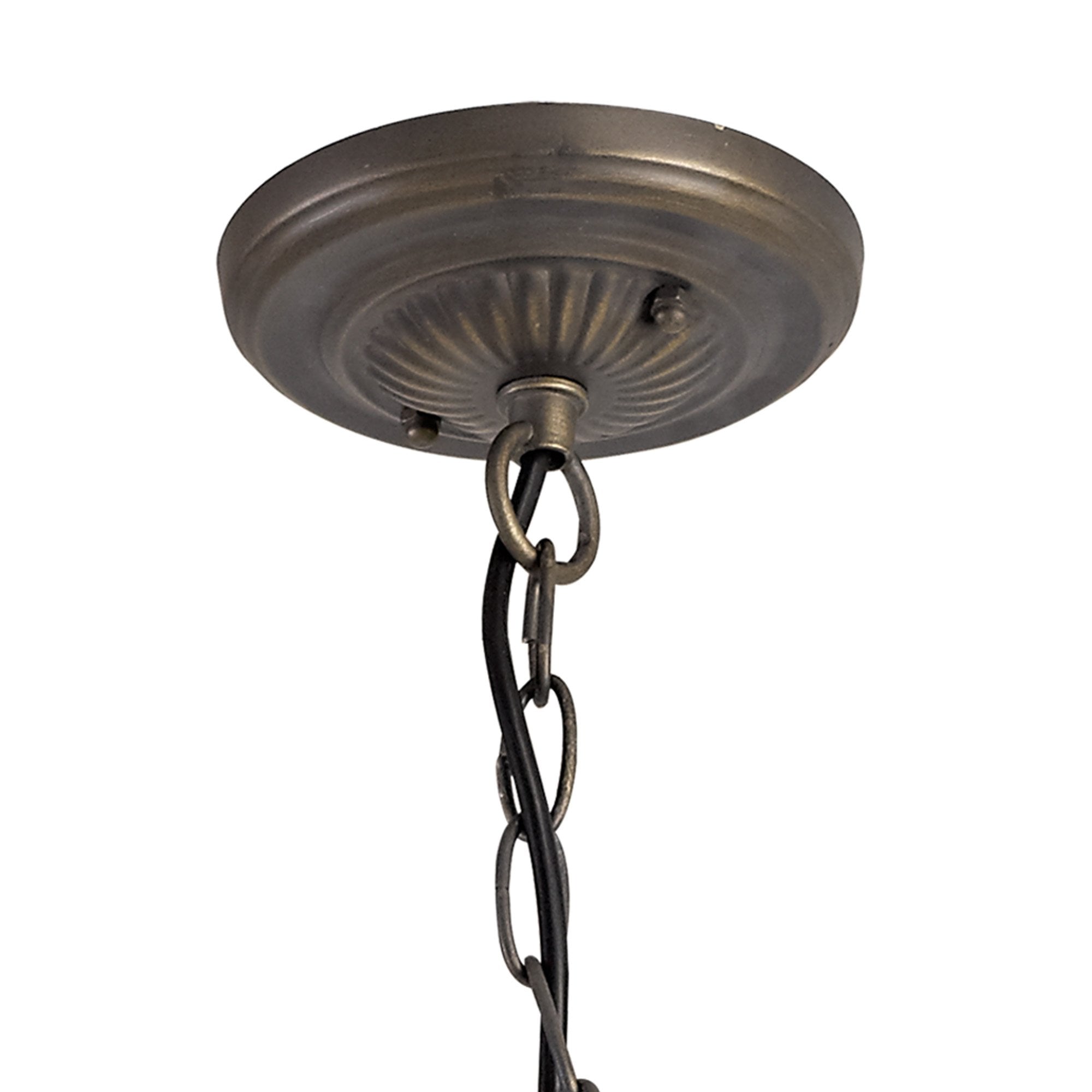 NLK01589 Ossie 3 Light Down Light Pendant With 40cm Tiffany Shade Blue/Clear Crystal/Aged Antique Brass