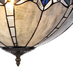 NLK01609 Ossie 2 Light Up Lighter Pendant With 40cm Tiffany Shade Blue/Clear Crystal/Aged Antique Brass