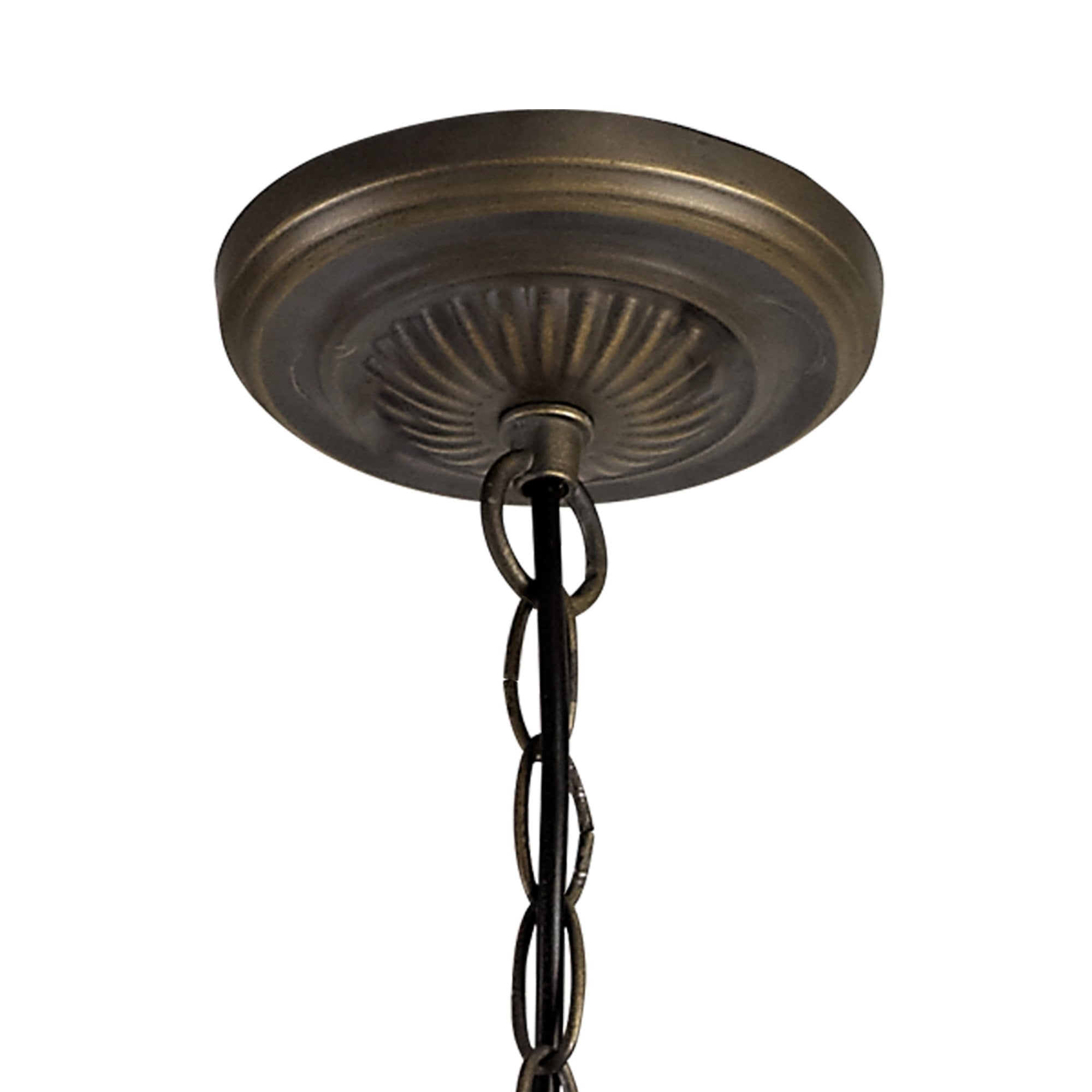 NLK01619 Ossie 3 Light Up Lighter Pendant With 40cm Tiffany Shade Blue/Clear Crystal/Aged Antique Brass