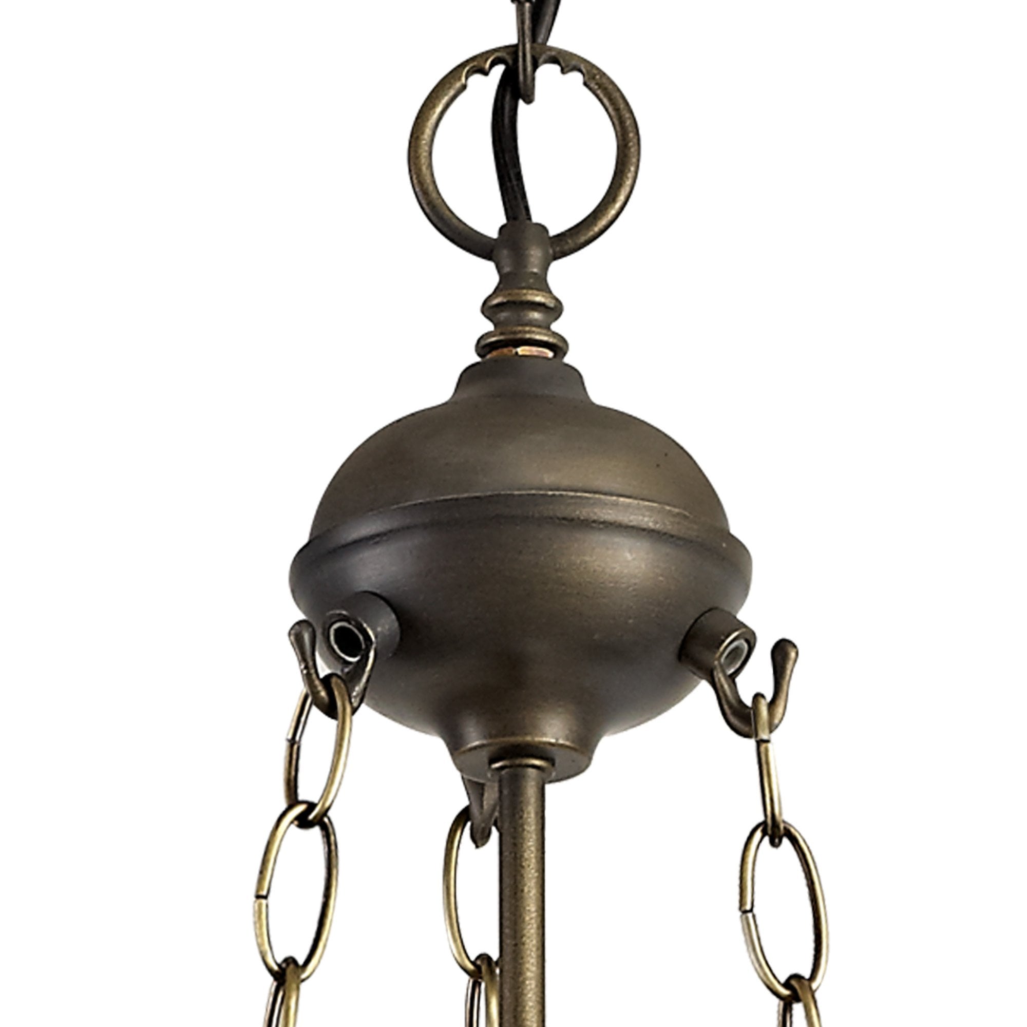 NLK01619 Ossie 3 Light Up Lighter Pendant With 40cm Tiffany Shade Blue/Clear Crystal/Aged Antique Brass
